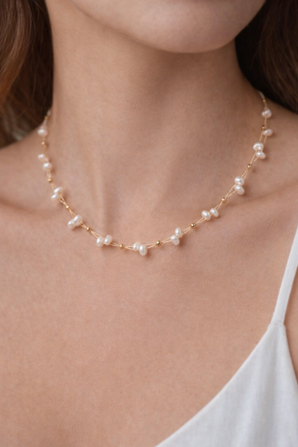 Natural Freshwater Pearl Beaded Necklace