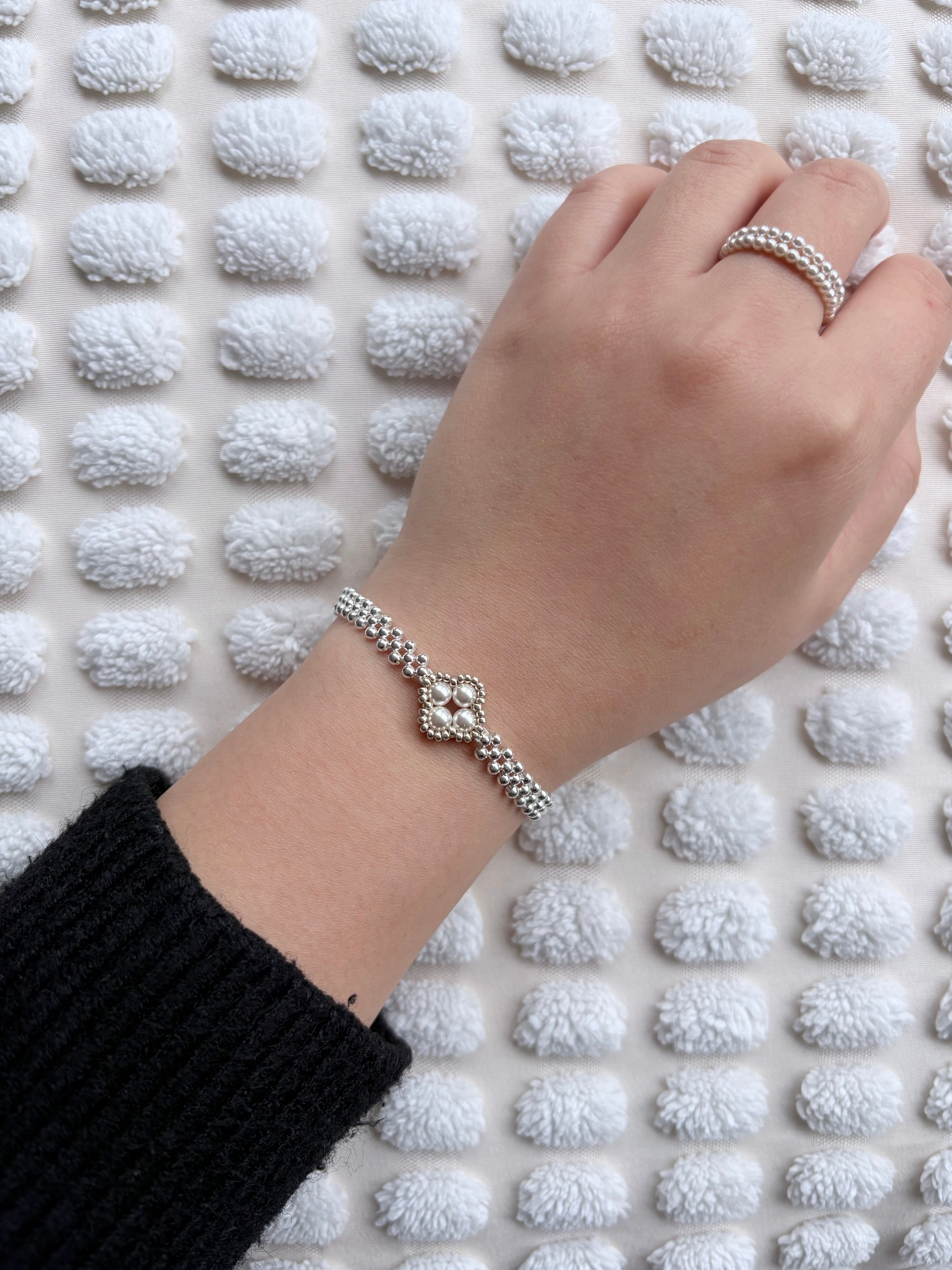 Silver Four Leaf Clover Bracelet￼