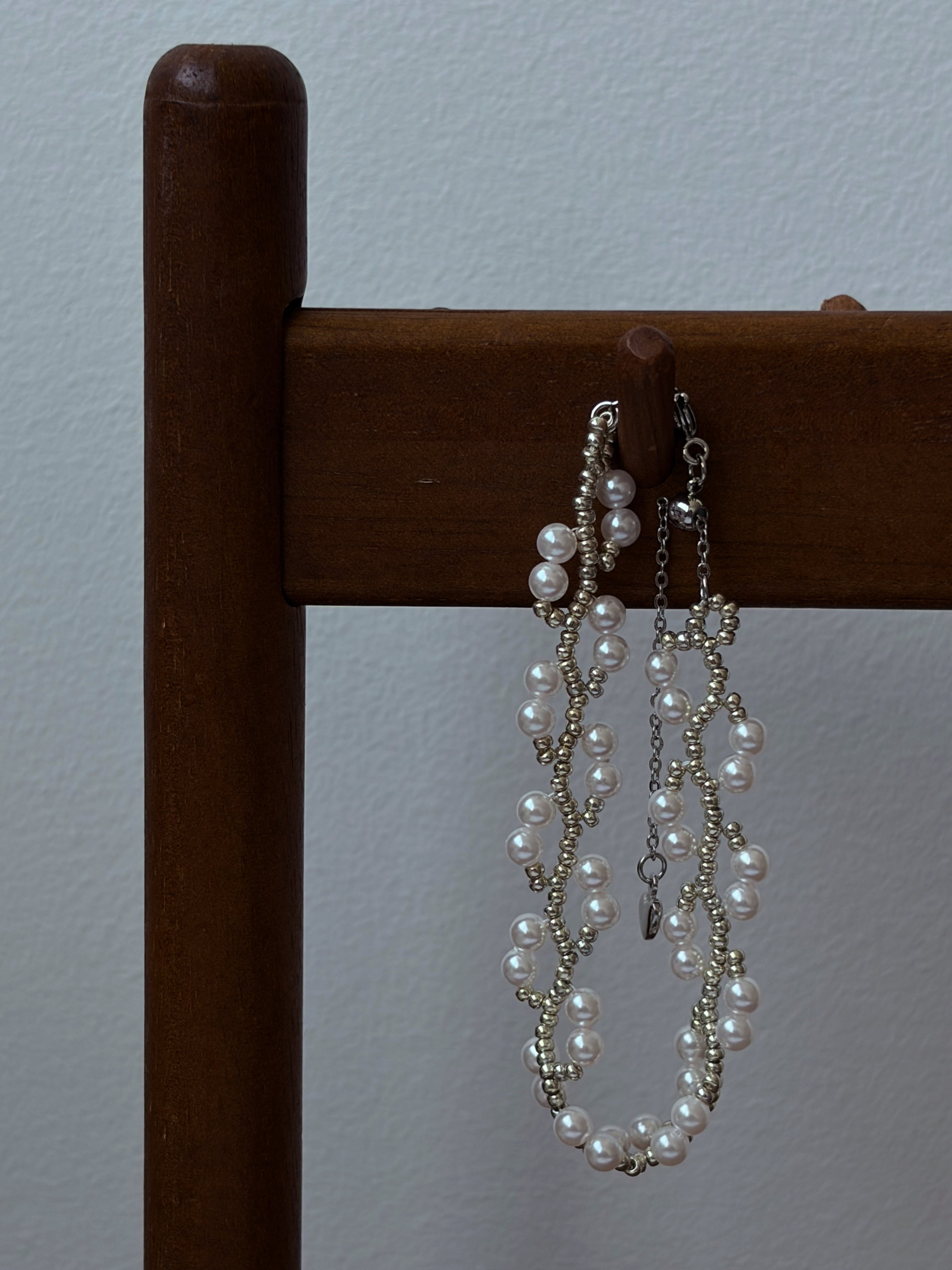 Elyuna Pearl Weave Bracelet - Silver