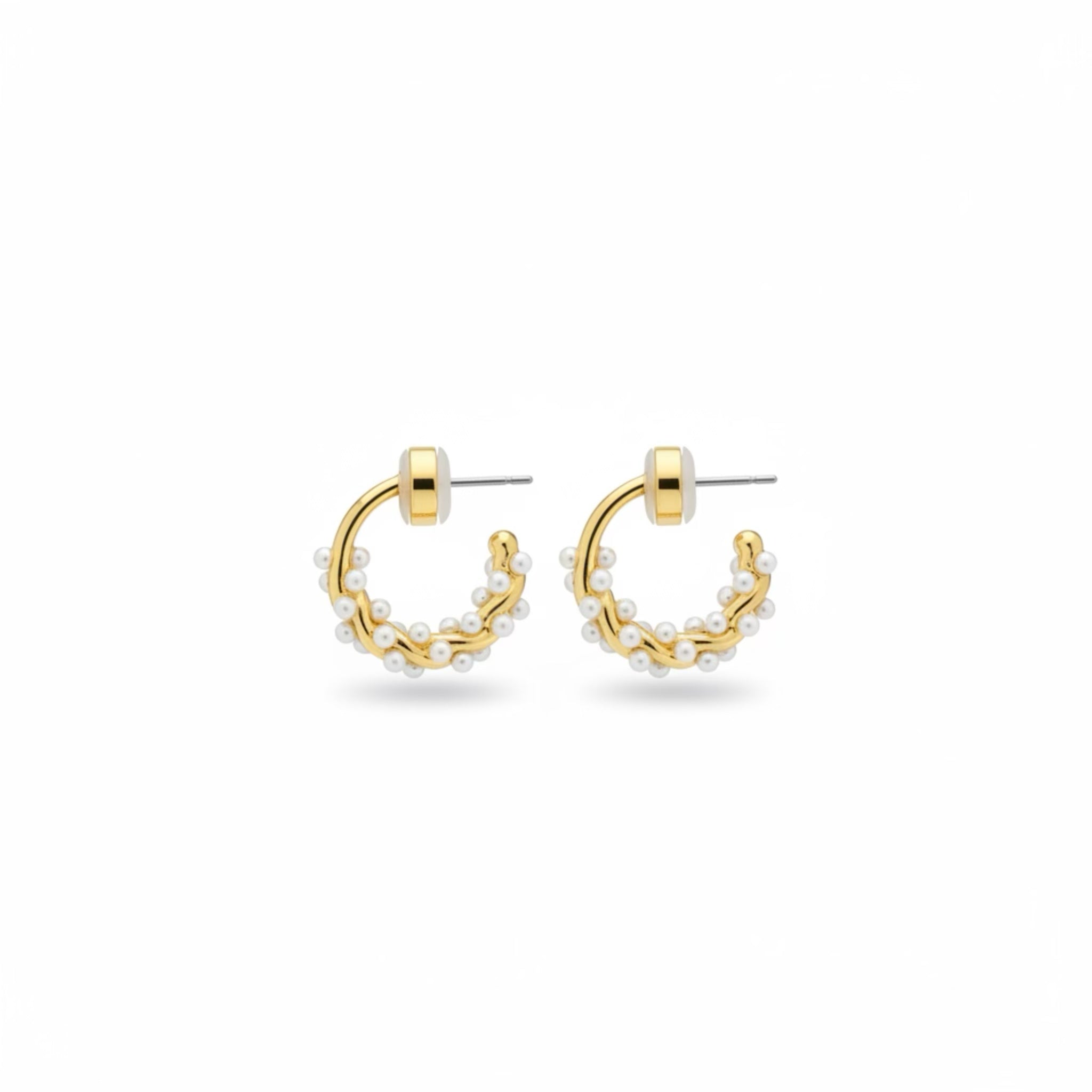 Golden Pearl Hoops