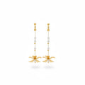 Golden Floral Pearl Drop Earrings