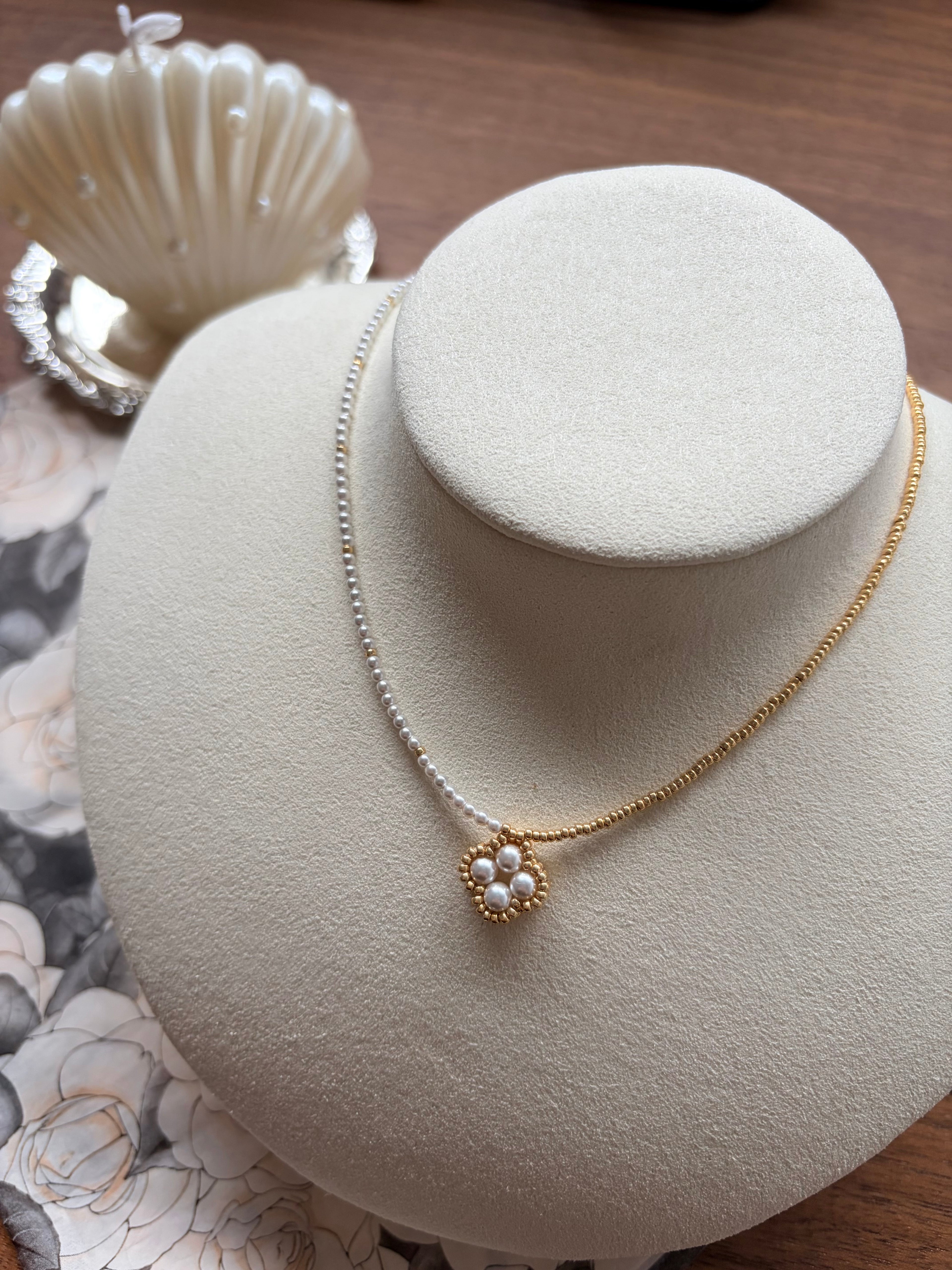 Four-Leaf Clover Pearl Necklace