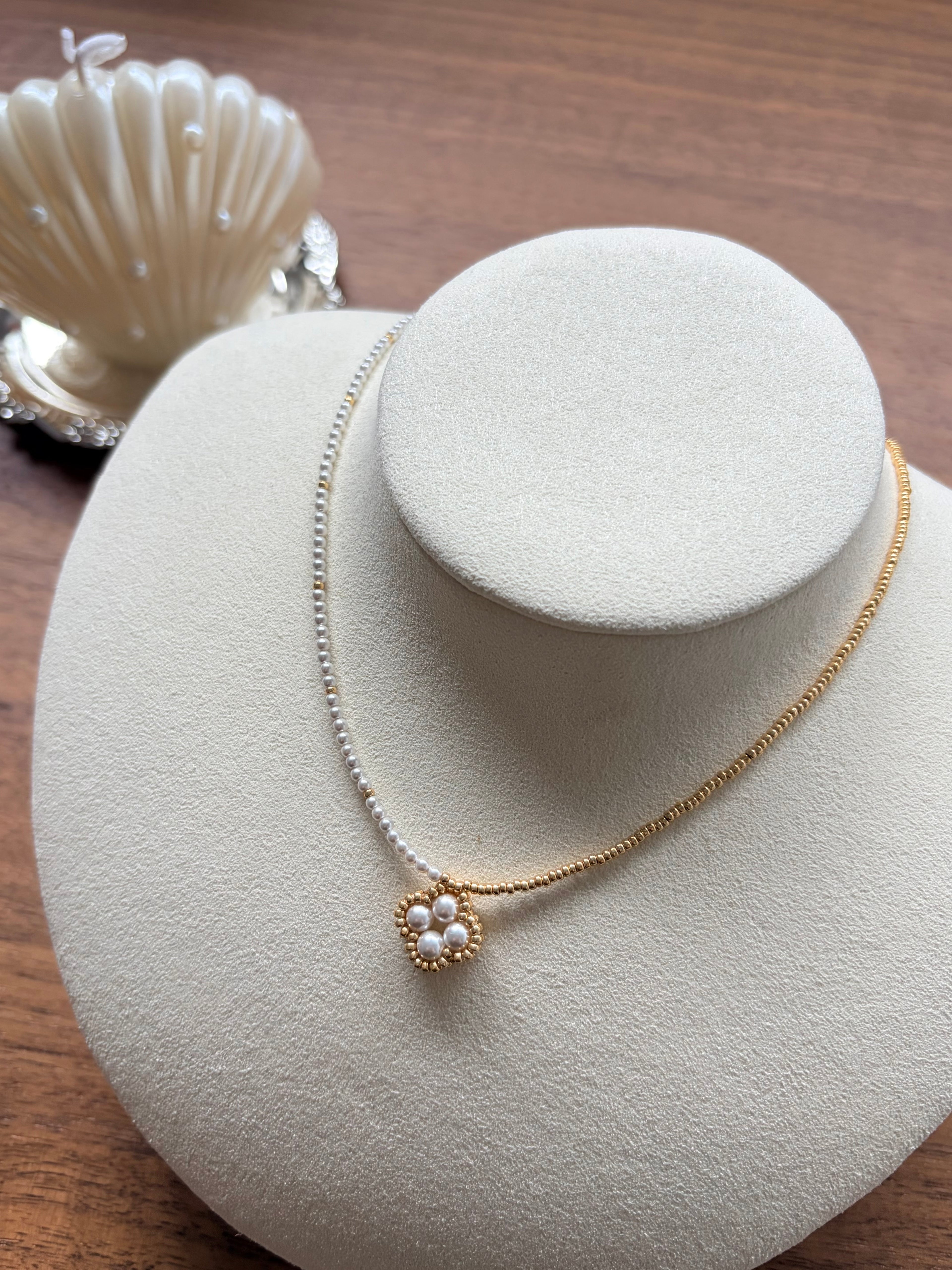 Four-Leaf Clover Pearl Necklace