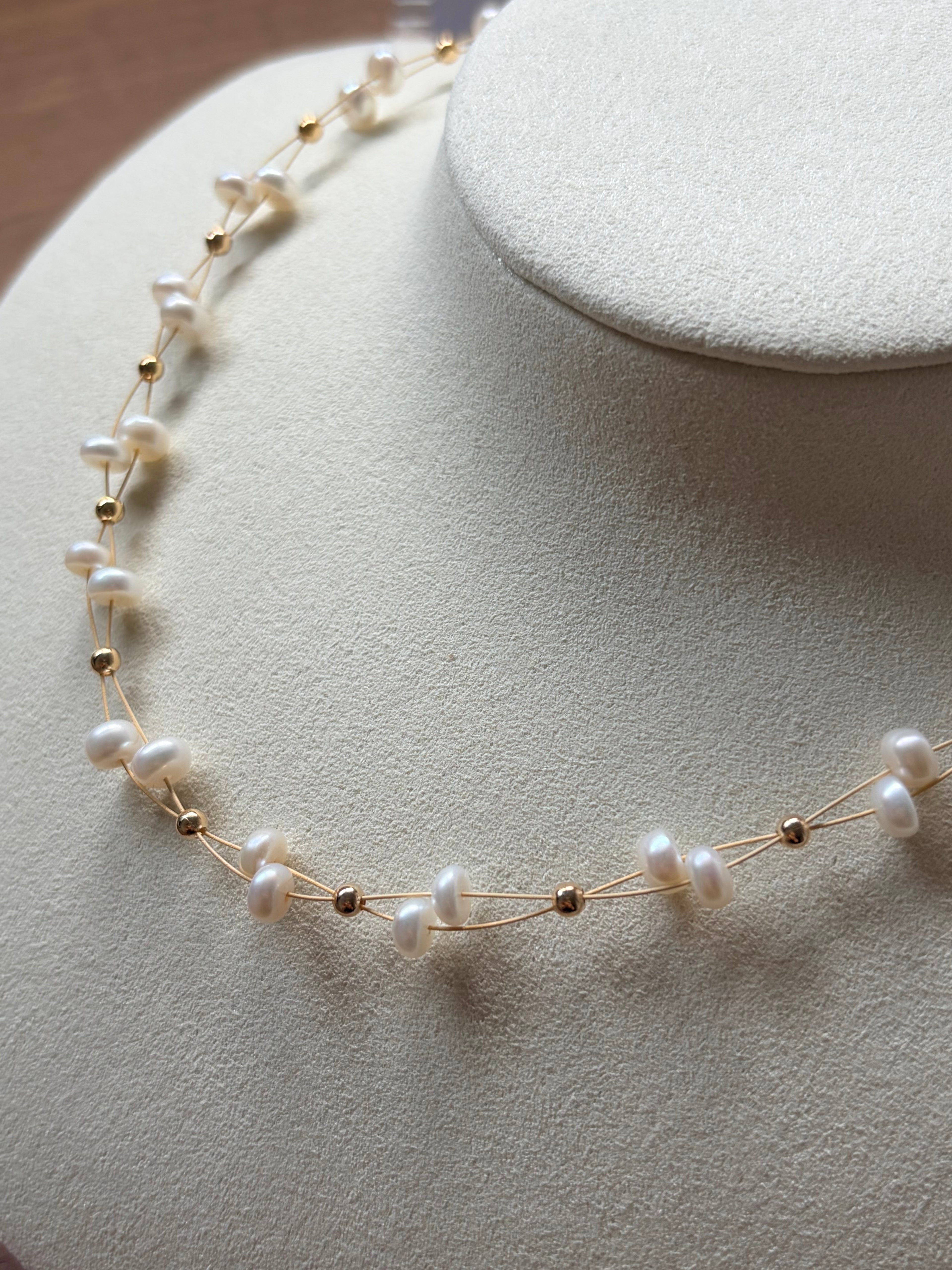 Natural Freshwater Pearl Beaded Necklace