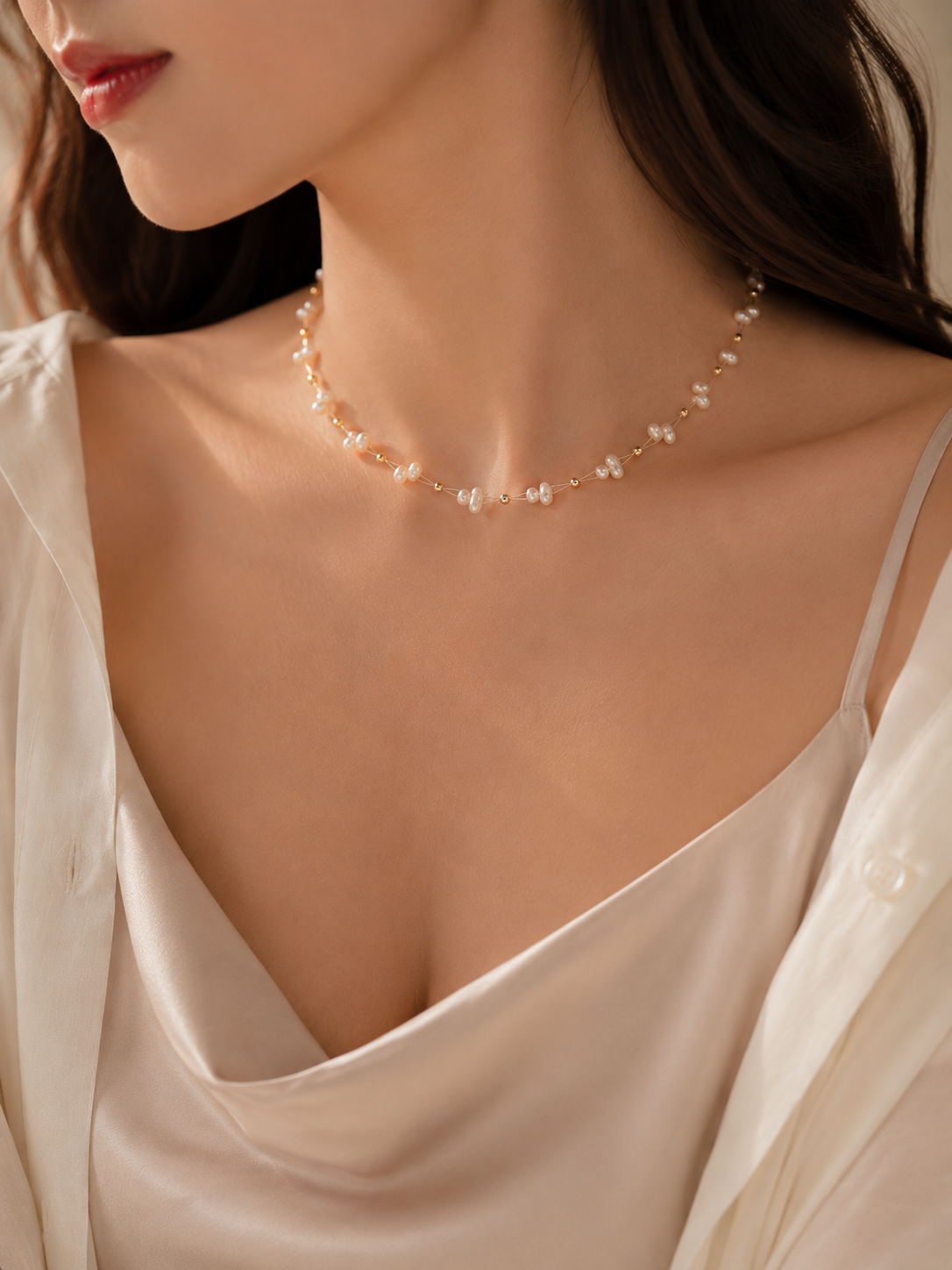 Natural Freshwater Pearl Beaded Necklace