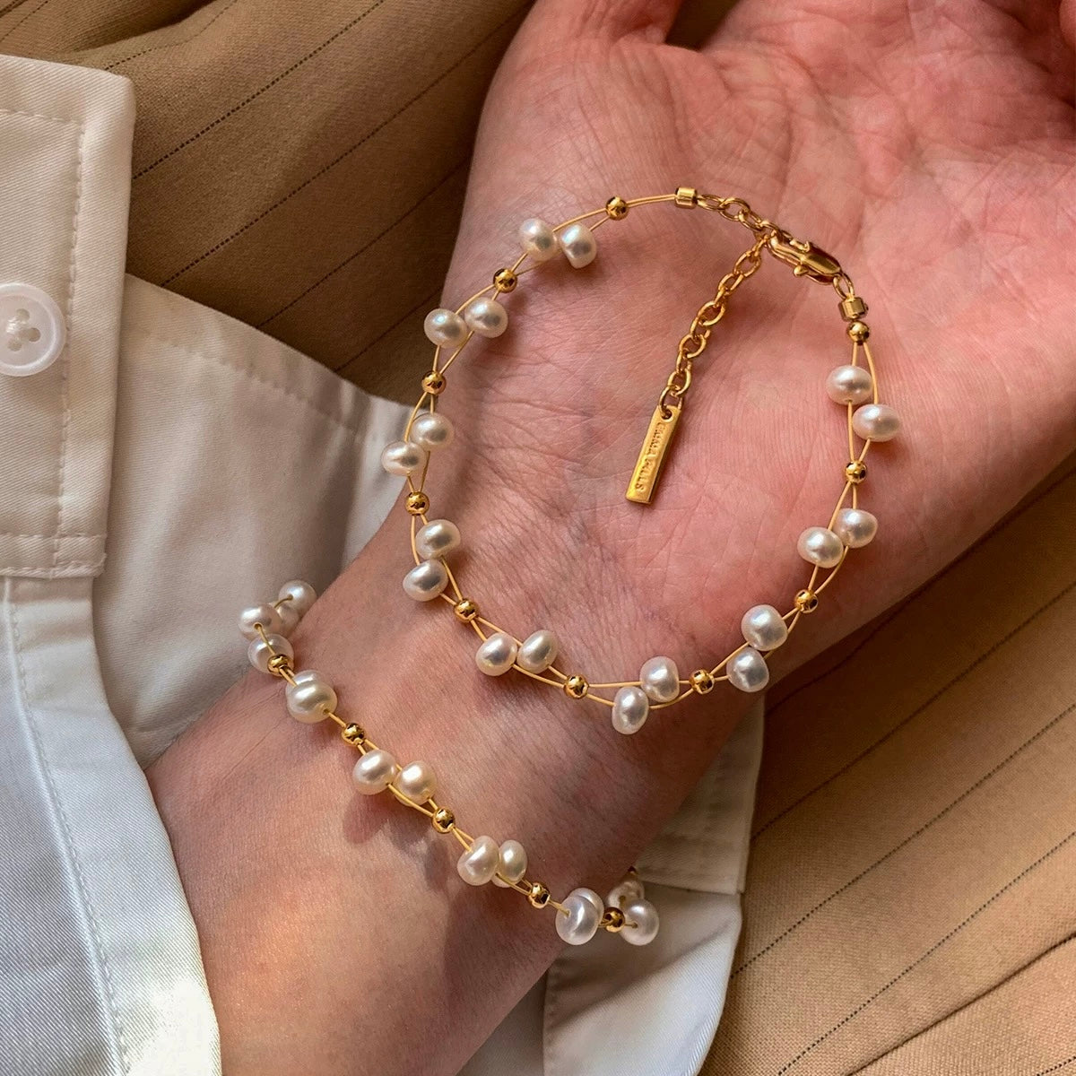 Natural Freshwater Pearl Beaded Bracelet