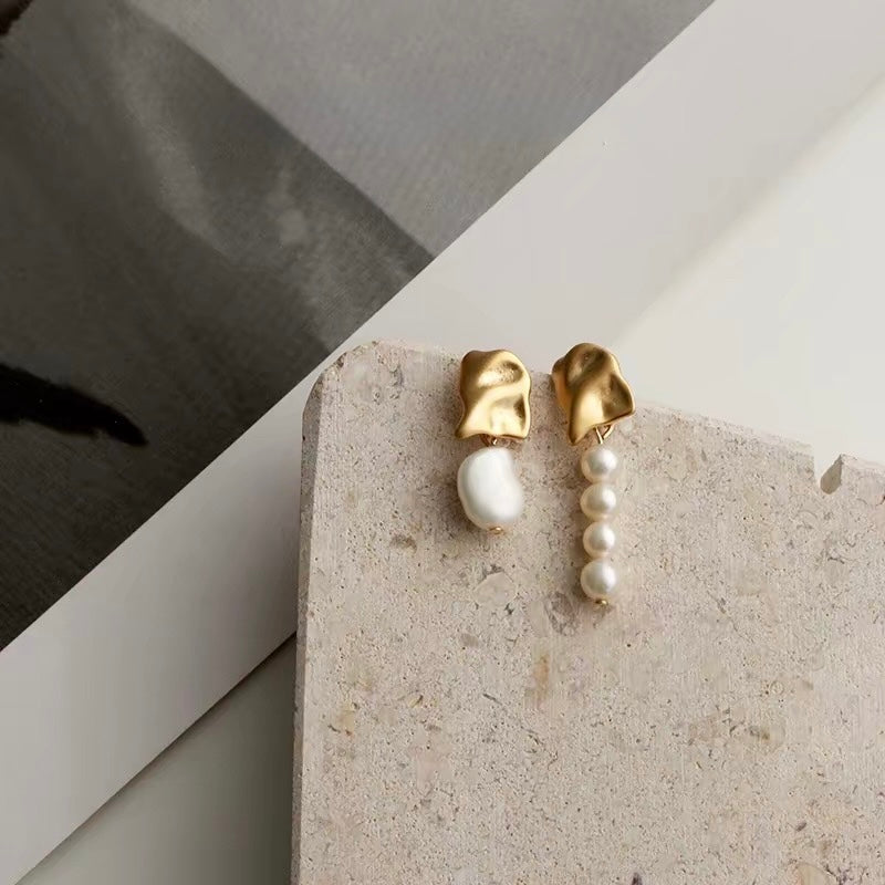 Asymmetrical Pearl Drop Earrings