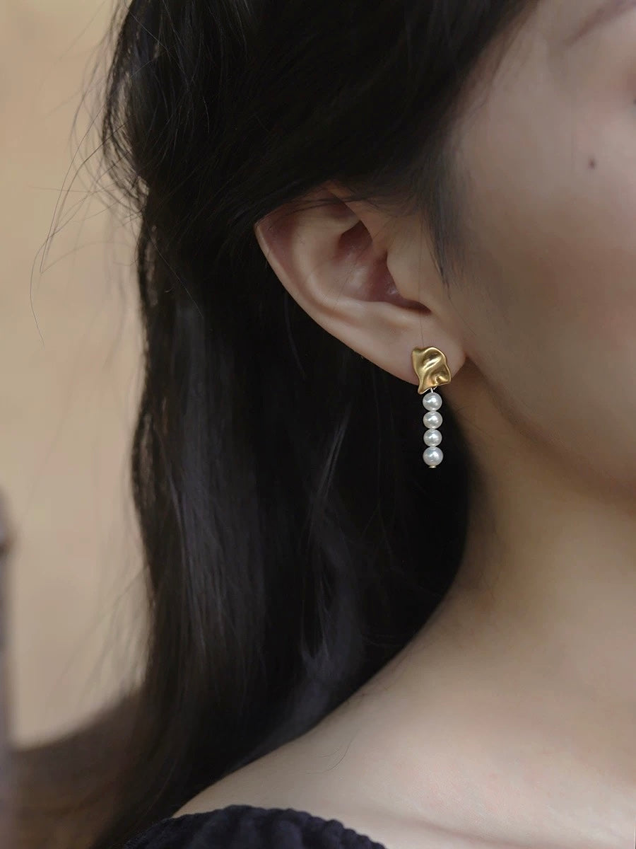 Asymmetrical Pearl Drop Earrings