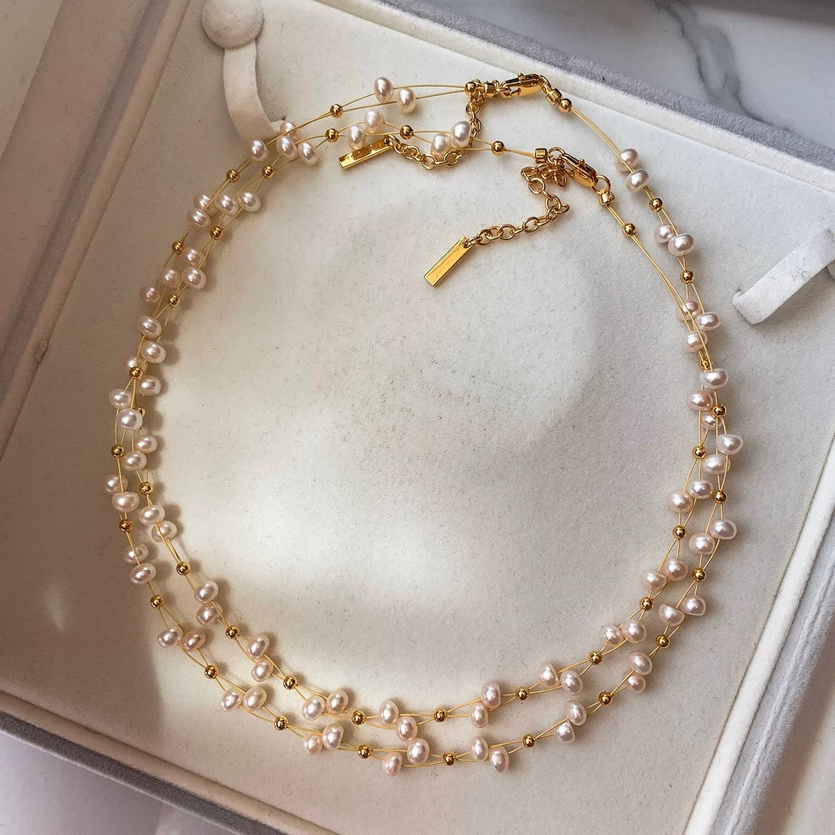 Natural Freshwater Pearl Beaded Necklace