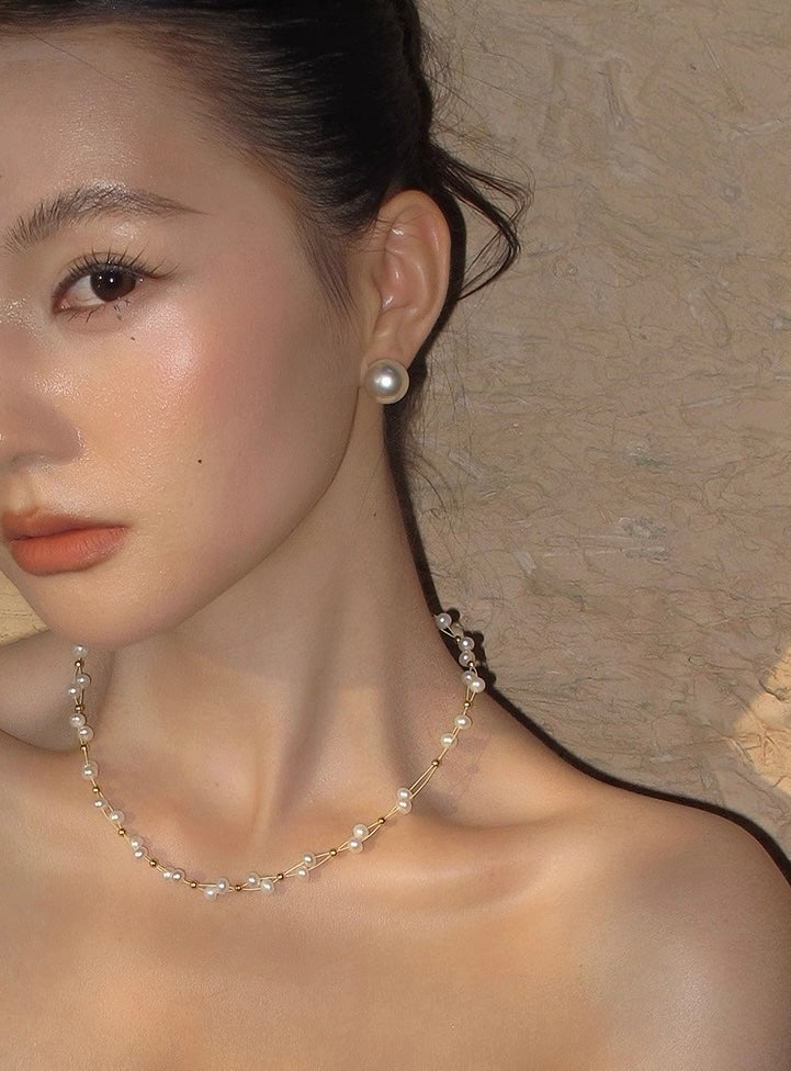 Natural Freshwater Pearl Beaded Necklace