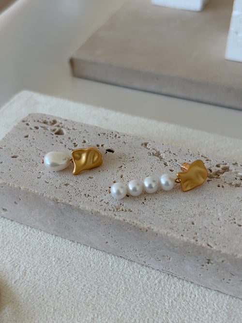 Asymmetrical Pearl Drop Earrings