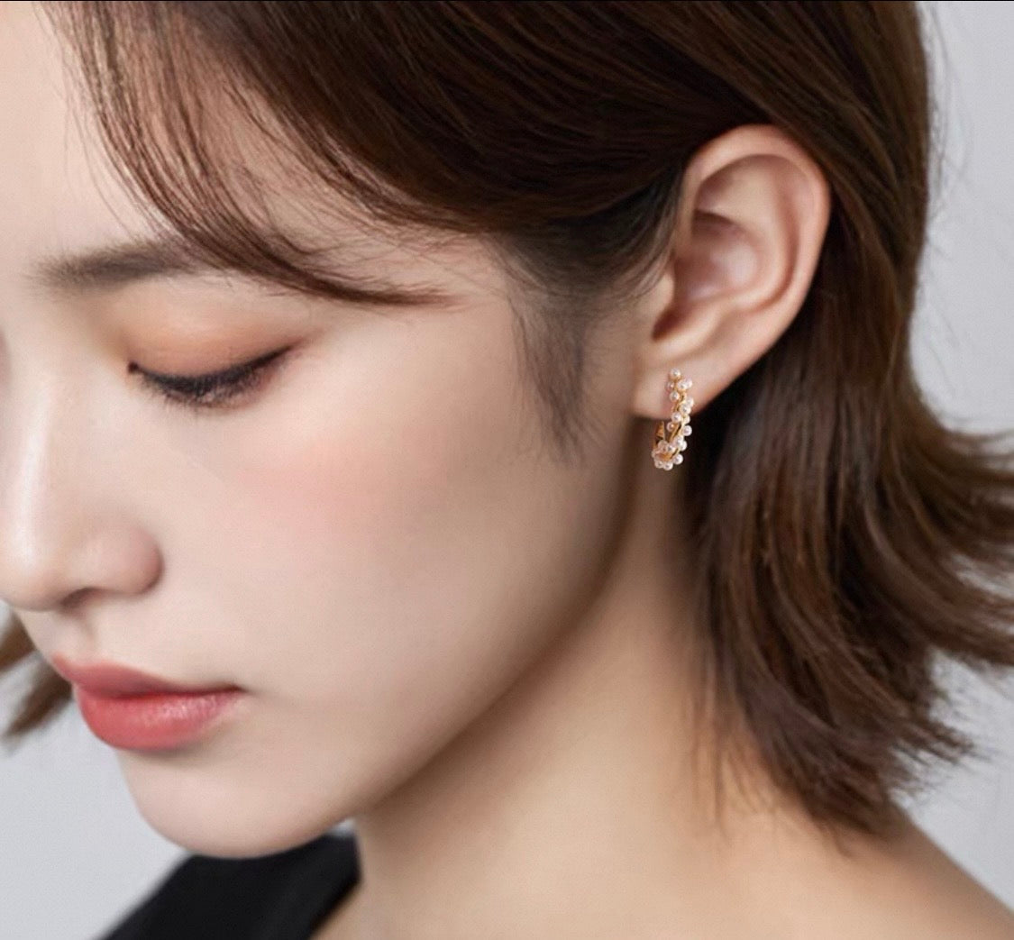 Golden Pearl Hoops